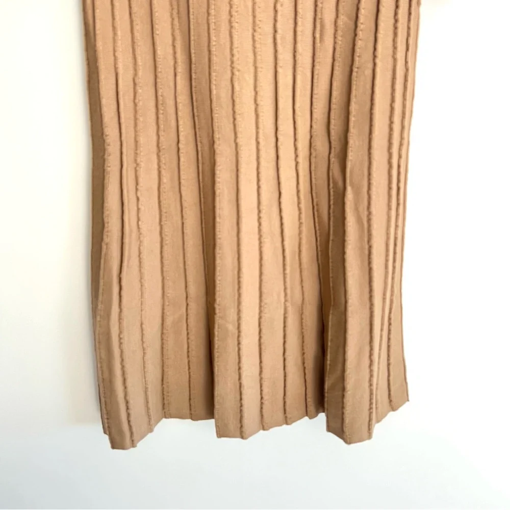 COS Beige Tan / Beige Scallop Pleated Knit Wool Blend Turtleneck Boho Dress Sz S - Picture 10 of 16